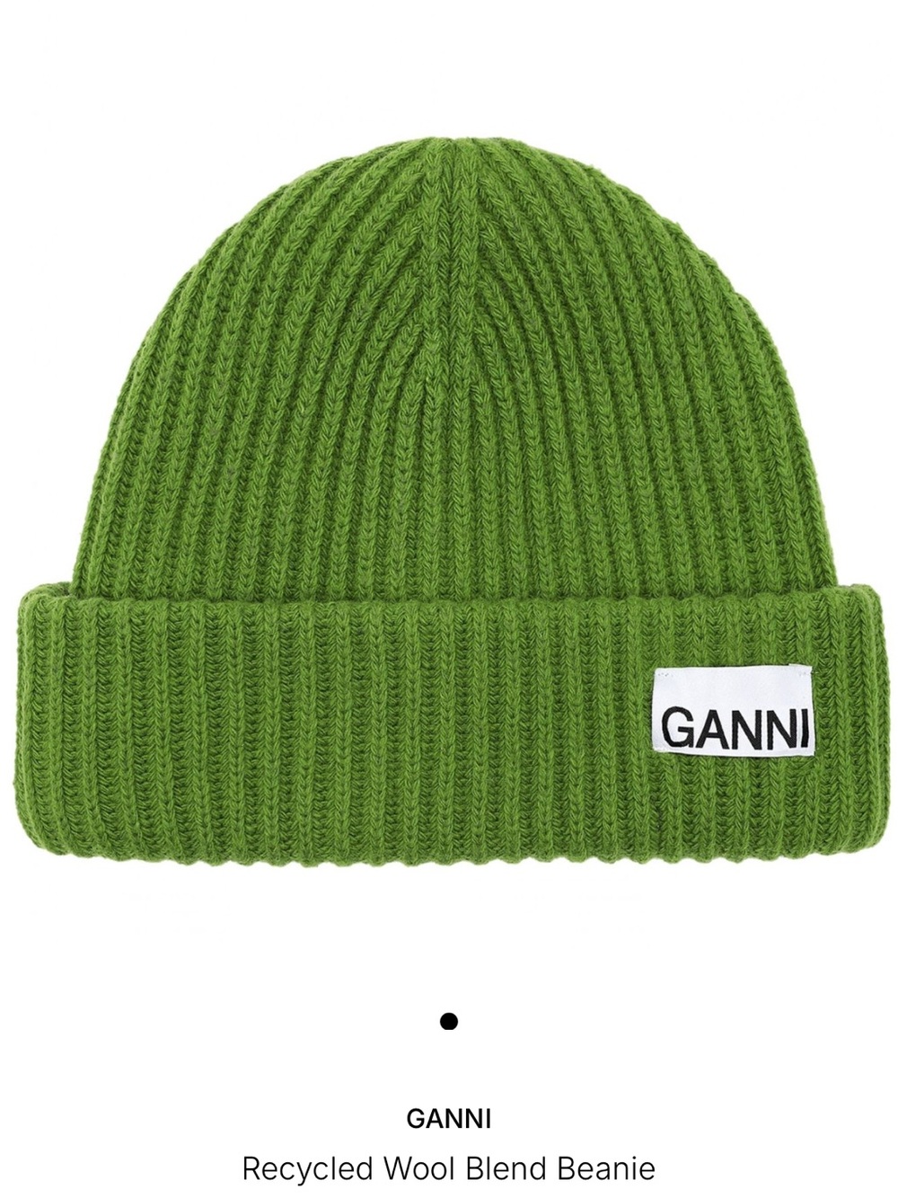 Ganni Wool Beanie Green